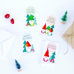 Wallet-Sized Gnome Christmas Holiday Tags with Mini Envelopes (24 Pcs) 
