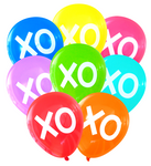 Latex Party Balloons with XO hugs and kisses for international kiss day, Valentines or birthday assorted